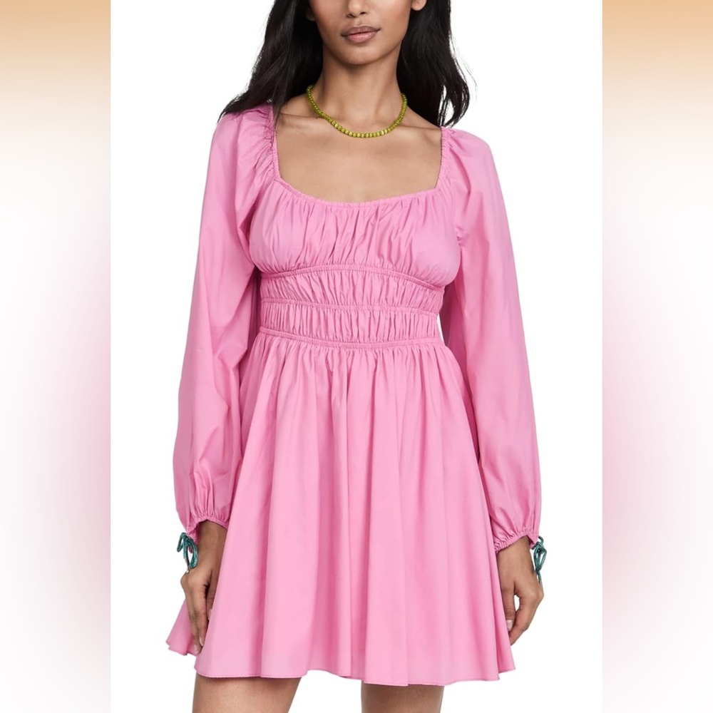 STAUD Pink Long Sleeve Dress